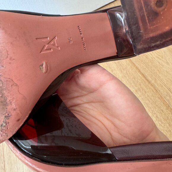 Amina Muaddi Lupita Open Toe Slippers  IT38 / Red - Picture 4 of 8